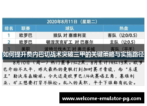 如何提升费内巴切战术突破三甲的关键策略与实施路径